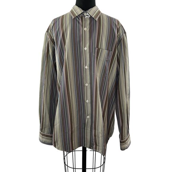PAUL SMITH LONDON Multicolor Stripe Cotton Long Sleeve Button-Down Mens Shirt - Picture 1 of 9
